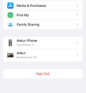 Apple IDサインアウト