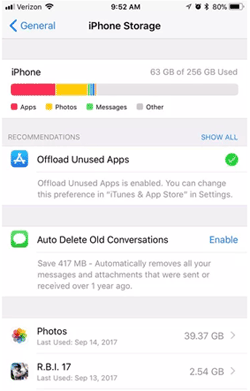 iPhoneでストレージスペースを無料で無料で使用します