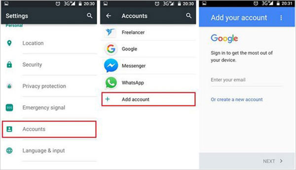 Googleアカウントを介してAndroidからiPhoneにデータを転送します