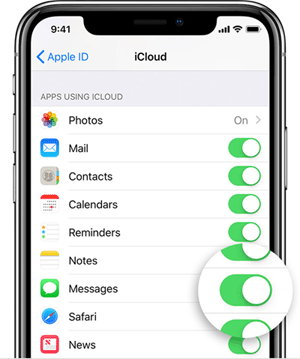 iPhoneからiCloudへのメッセージを同期します