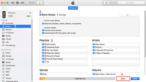 iTunesからiPhoneに音楽を復元します