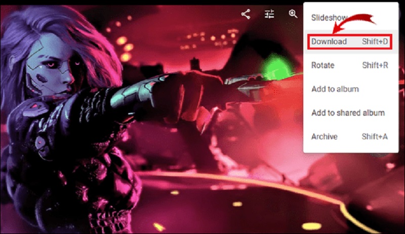 ダウンロードオプションGoogleフォトをタップします