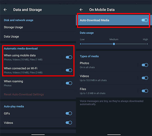AndroidのTelegramで自動ダウンロードを停止する方法