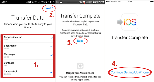 iOSに移動することでSIMなしでAndroidからiPhoneに数字を移動する