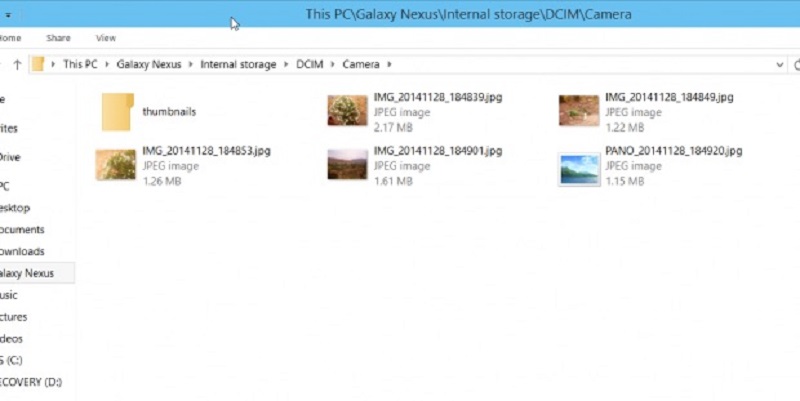 File Explorerを介してAndroidからPCに写真を転送します
