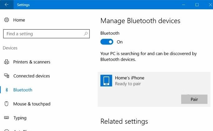 Bluetoothを使用してPCに写真をワイヤレスで転送します