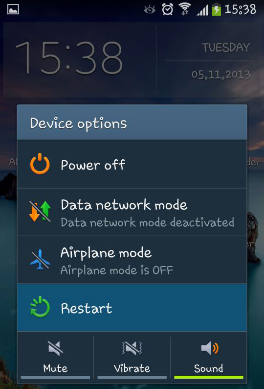 Android電話を再起動します