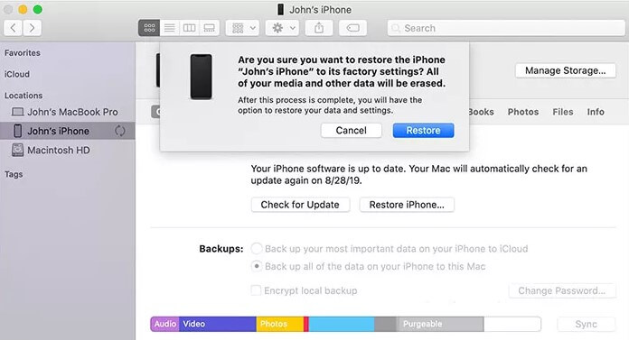 工場出荷時のパスワードなしでiPhoneをリセットします