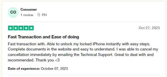 iPhoneロック解除の肯定的なレビューのロックを解除します