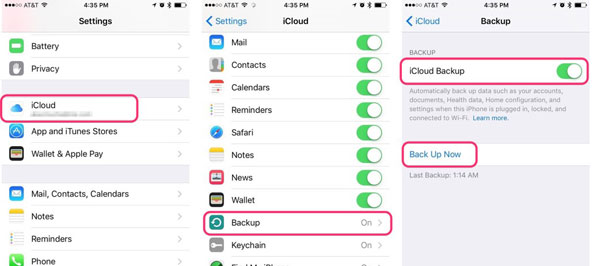 iCloudを使用したバックアップiPhoneカレンダー