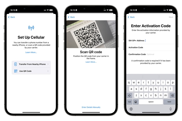 QRコードでSIMカードをAndroidからiPhoneに移動する