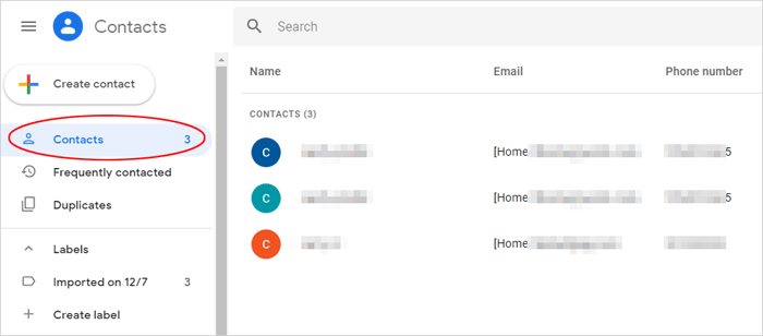 Googleの連絡先にアクセスします