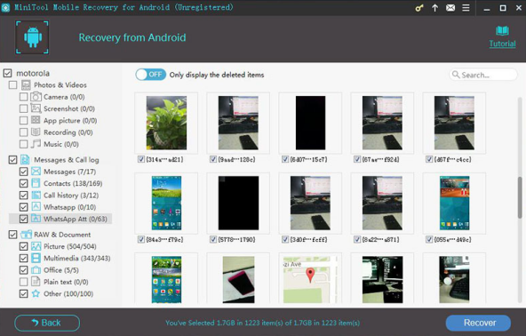 AndroidのMinitool Mobile Recoveryによってサポートされているデータ型