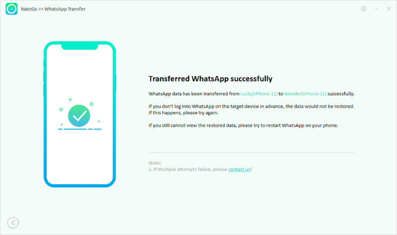 WhatsAppをiPhoneからiPhoneに正常に転送します
