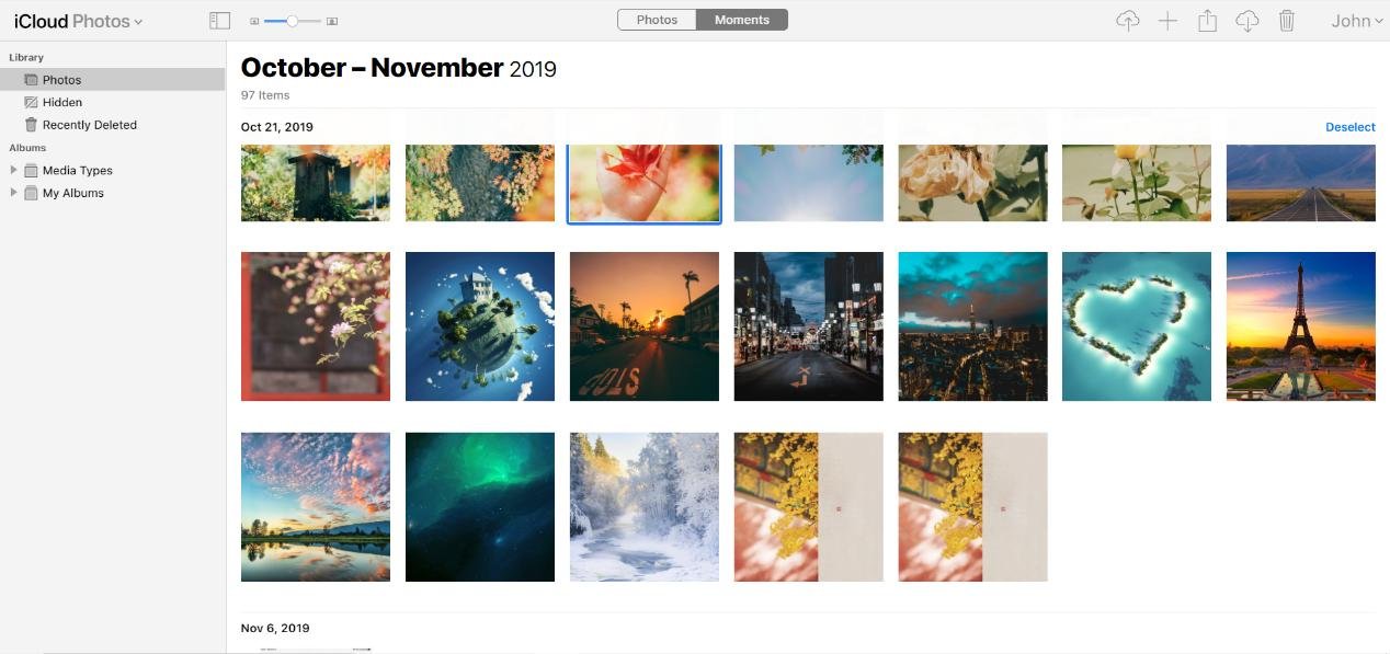 iCloud経由のワイヤレス写真転送